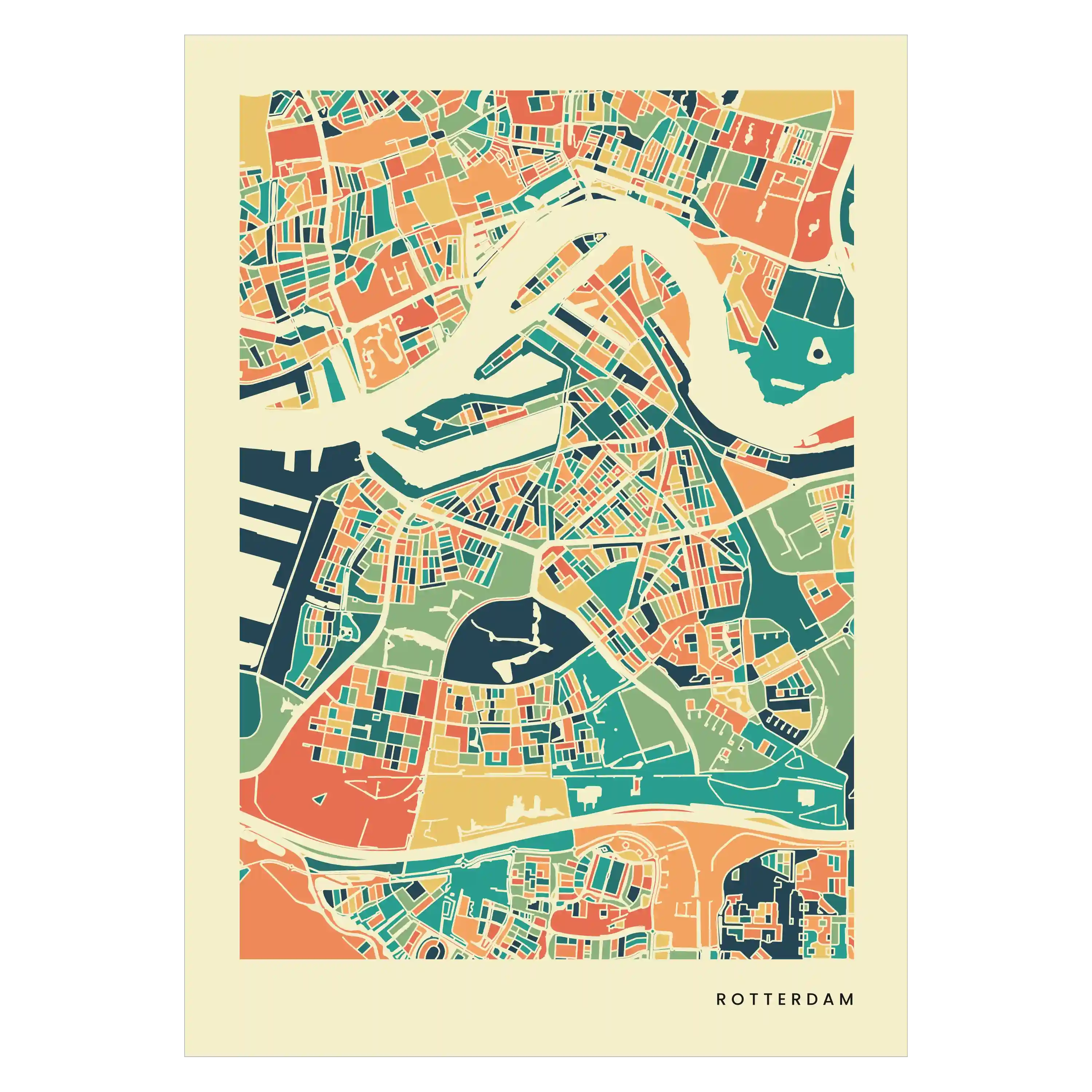 Rotterdam Stadtkarte Poster – Polychroma Modern Art Print