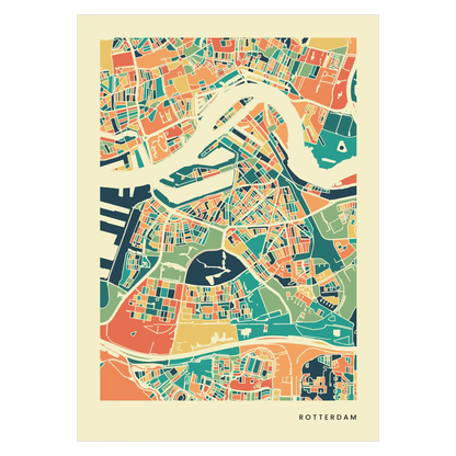 Rotterdam Stadtkarte Poster – Polychroma Modern Art Print
