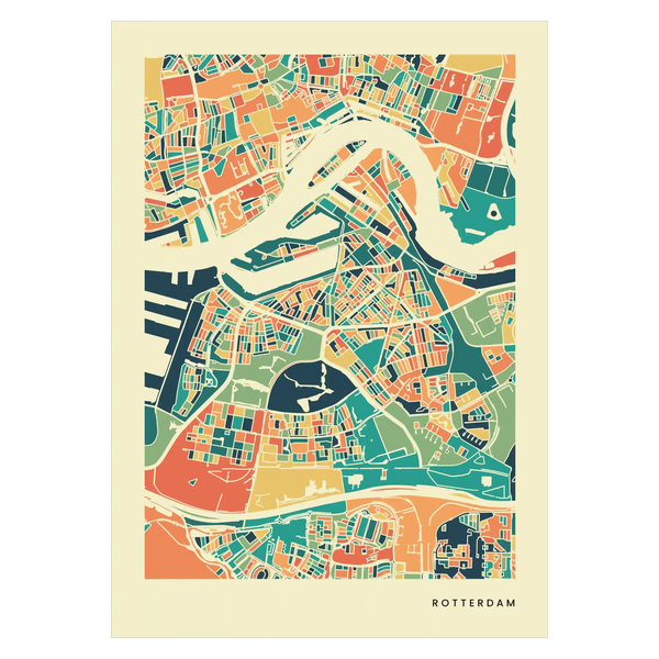 Rotterdam Stadtkarte Poster – Polychroma Modern Art Print
