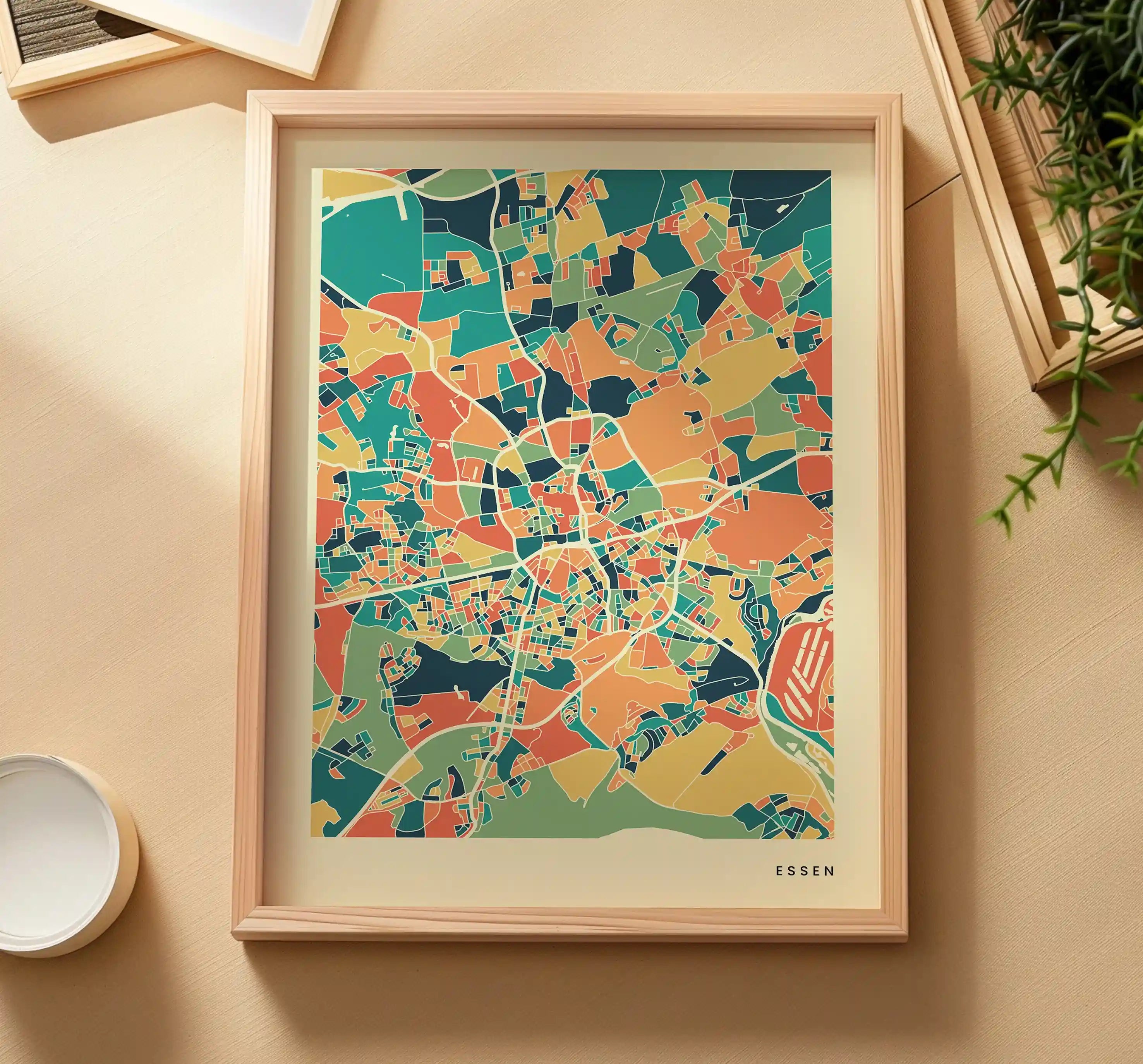 Essen Stadtkarte Poster – Polychroma Modern Art Print