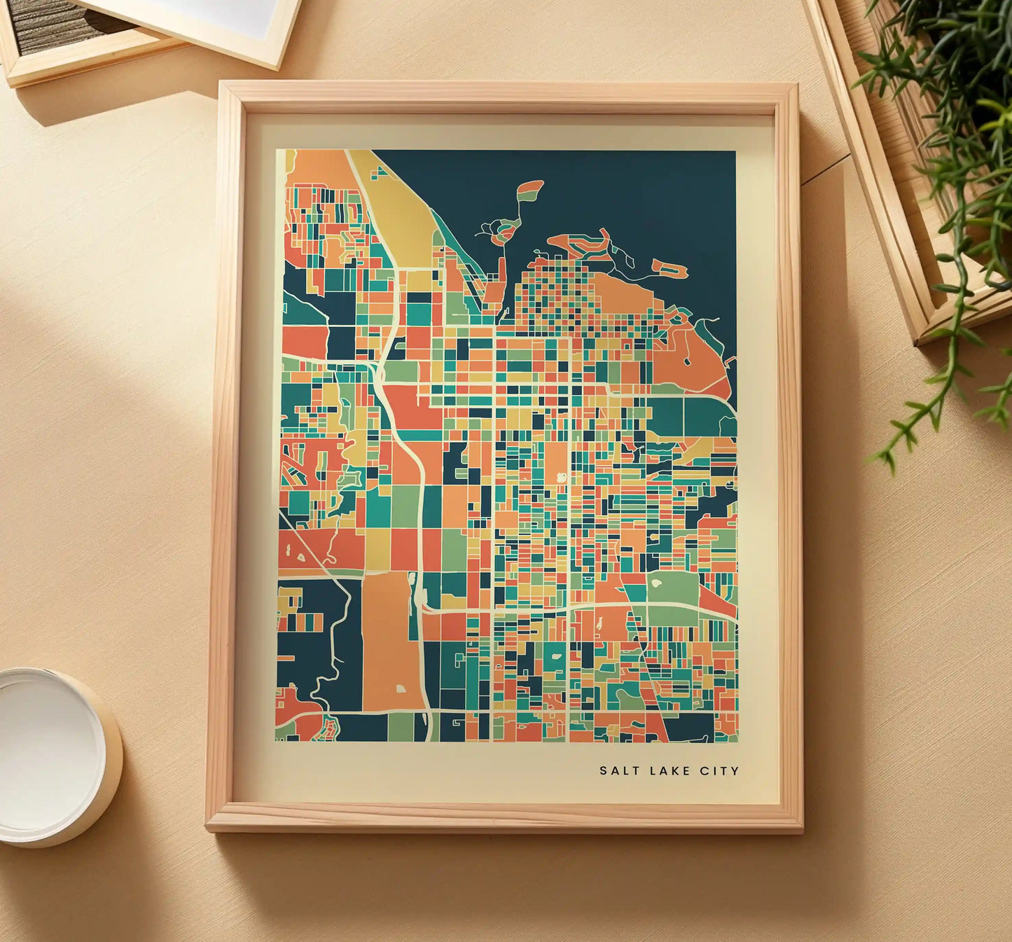 Salt Lake City Stadtkarte Poster – Polychroma Modern Art Print