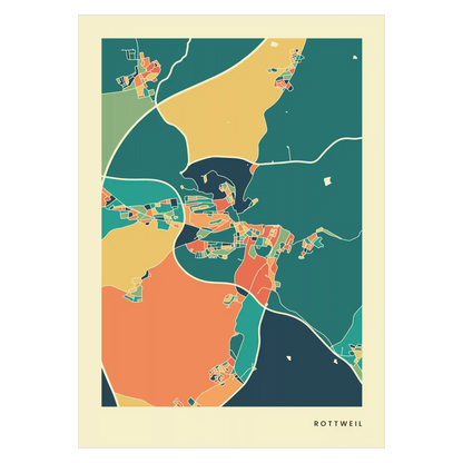 Rottweil Stadtkarte Poster – Polychroma Modern Art Print