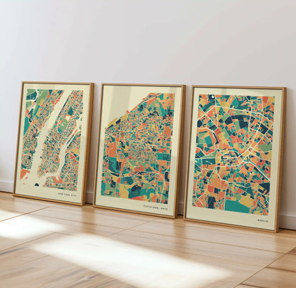 Cleveland, Ohio Stadtkarte Poster – Polychroma Modern Art Print