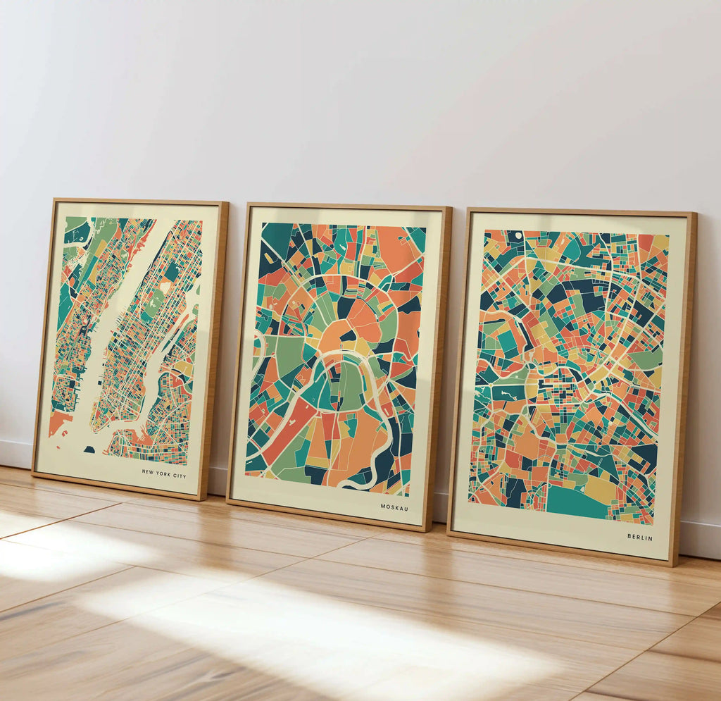 Moskau Stadtkarte Poster – Polychroma Modern Art Print
