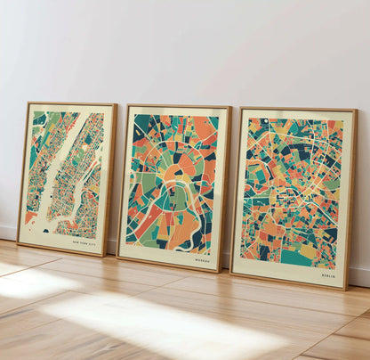 Moskau Stadtkarte Poster – Polychroma Modern Art Print