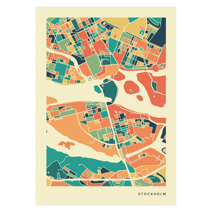 Stockholm Stadtkarte Poster – Polychroma Modern Art Print