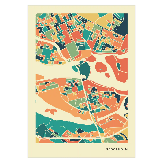 Stockholm Stadtkarte Poster – Polychroma Modern Art Print