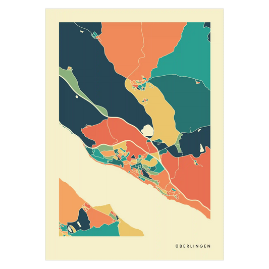 Überlingen Stadtkarte Poster – Polychroma Modern Art Print