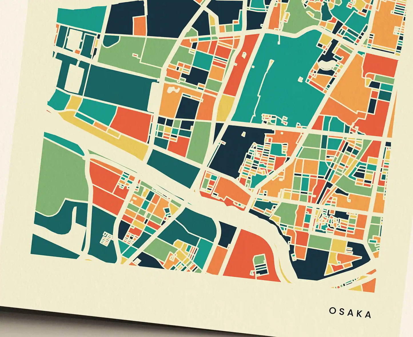 Osaka Stadtkarte Poster – Polychroma Modern Art Print