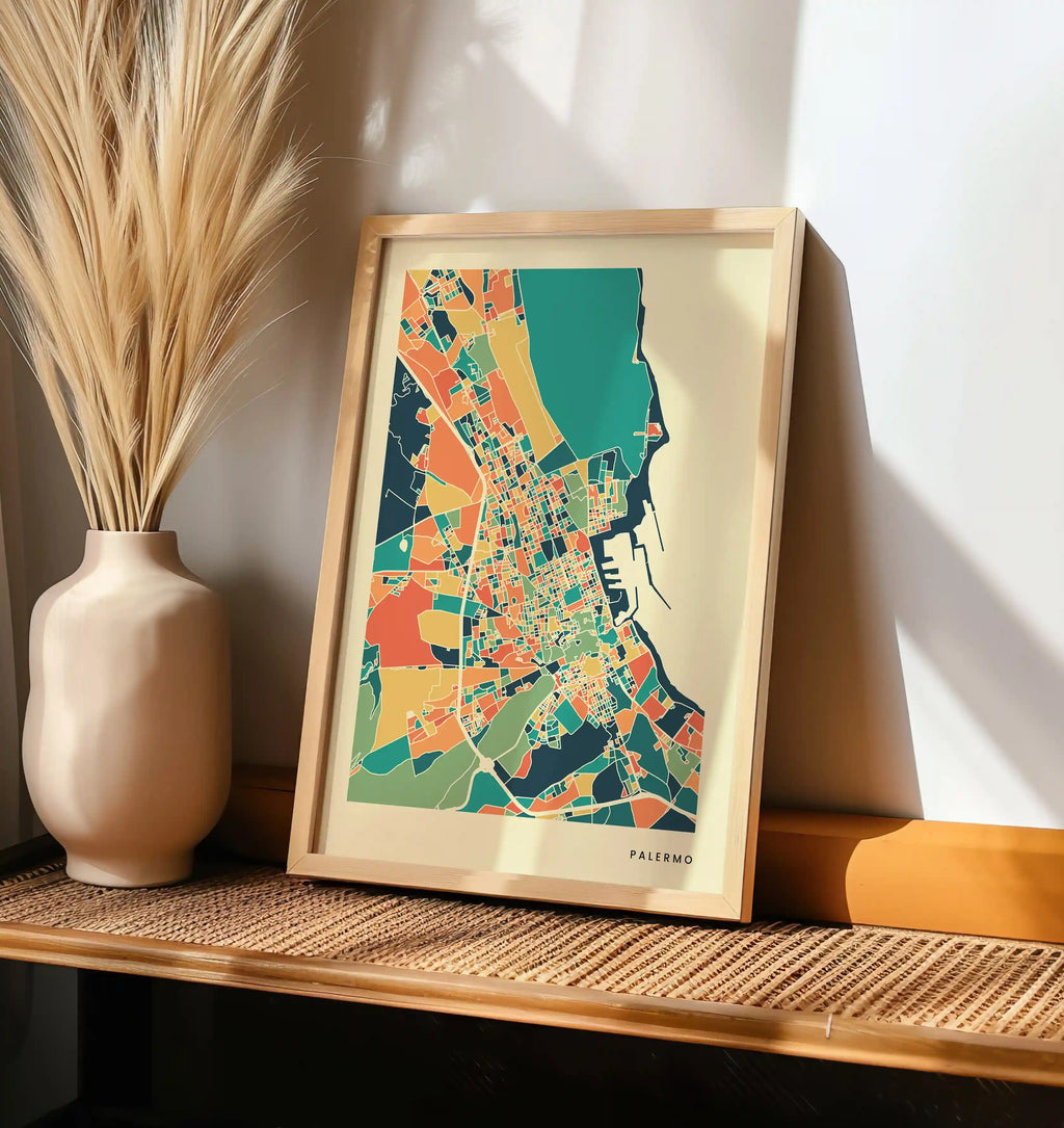 Palermo Stadtkarte Poster – Polychroma Modern Art Print
