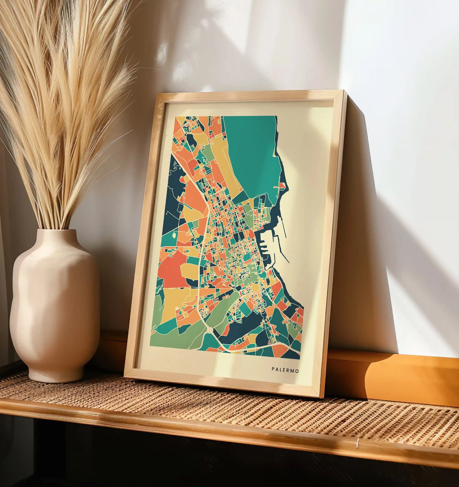 Palermo Stadtkarte Poster – Polychroma Modern Art Print