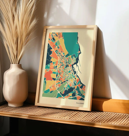 Palermo Stadtkarte Poster – Polychroma Modern Art Print