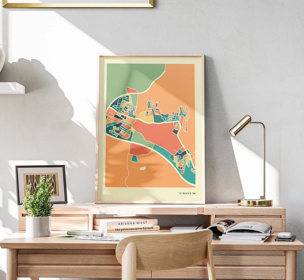 Sinsheim Stadtkarte Poster – Polychroma Modern Art Print