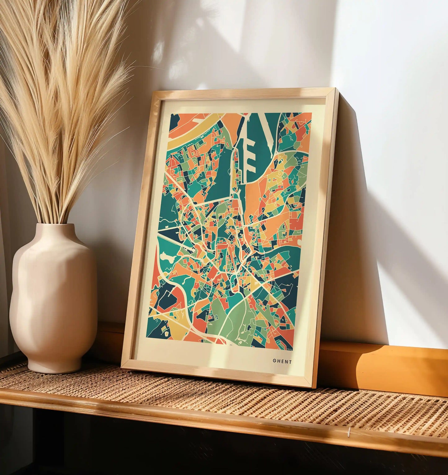 Ghent Stadtkarte Poster – Polychroma Modern Art Print