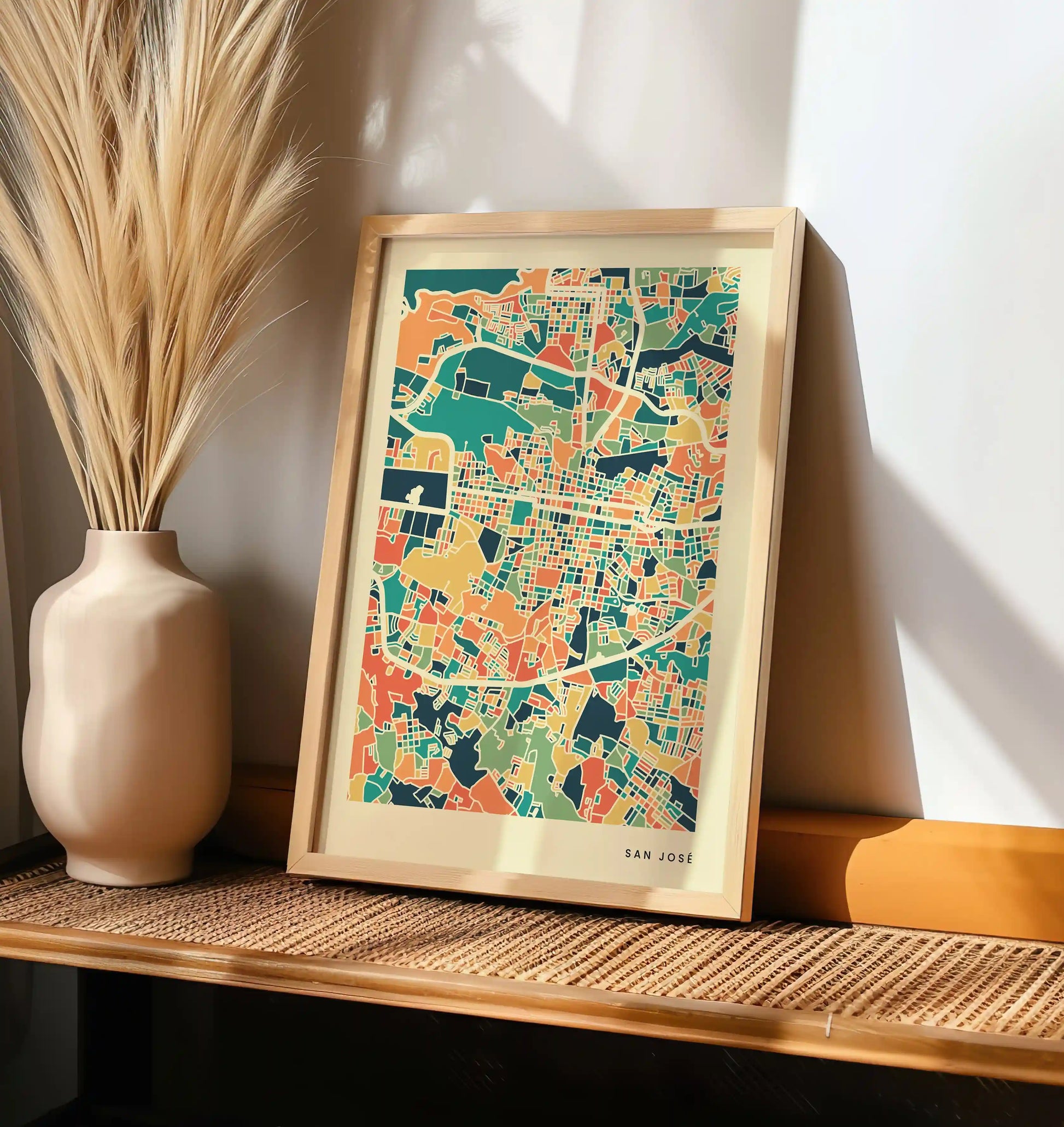 San José Stadtkarte Poster – Polychroma Modern Art Print