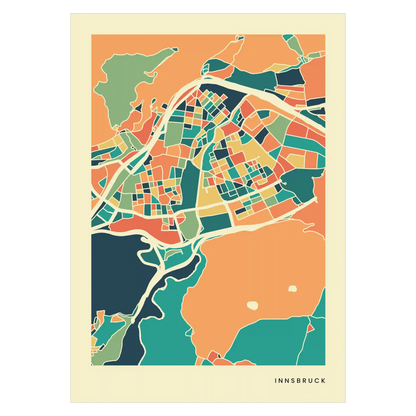 Innsbruck Stadtkarte Poster – Polychroma Modern Art Print
