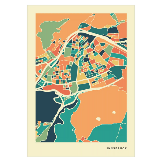 Innsbruck Stadtkarte Poster – Polychroma Modern Art Print