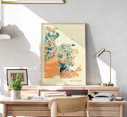 Rio De Janeiro Stadtkarte Poster – Polychroma Modern Art Print