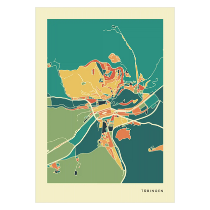 Tübingen Stadtkarte Poster – Polychroma Modern Art Print