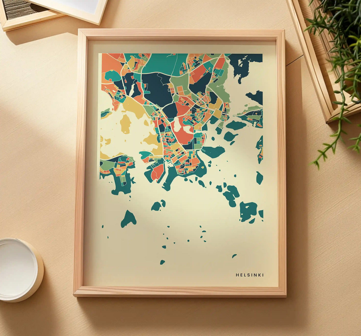 Helsinki Stadtkarte Poster – Polychroma Modern Art Print
