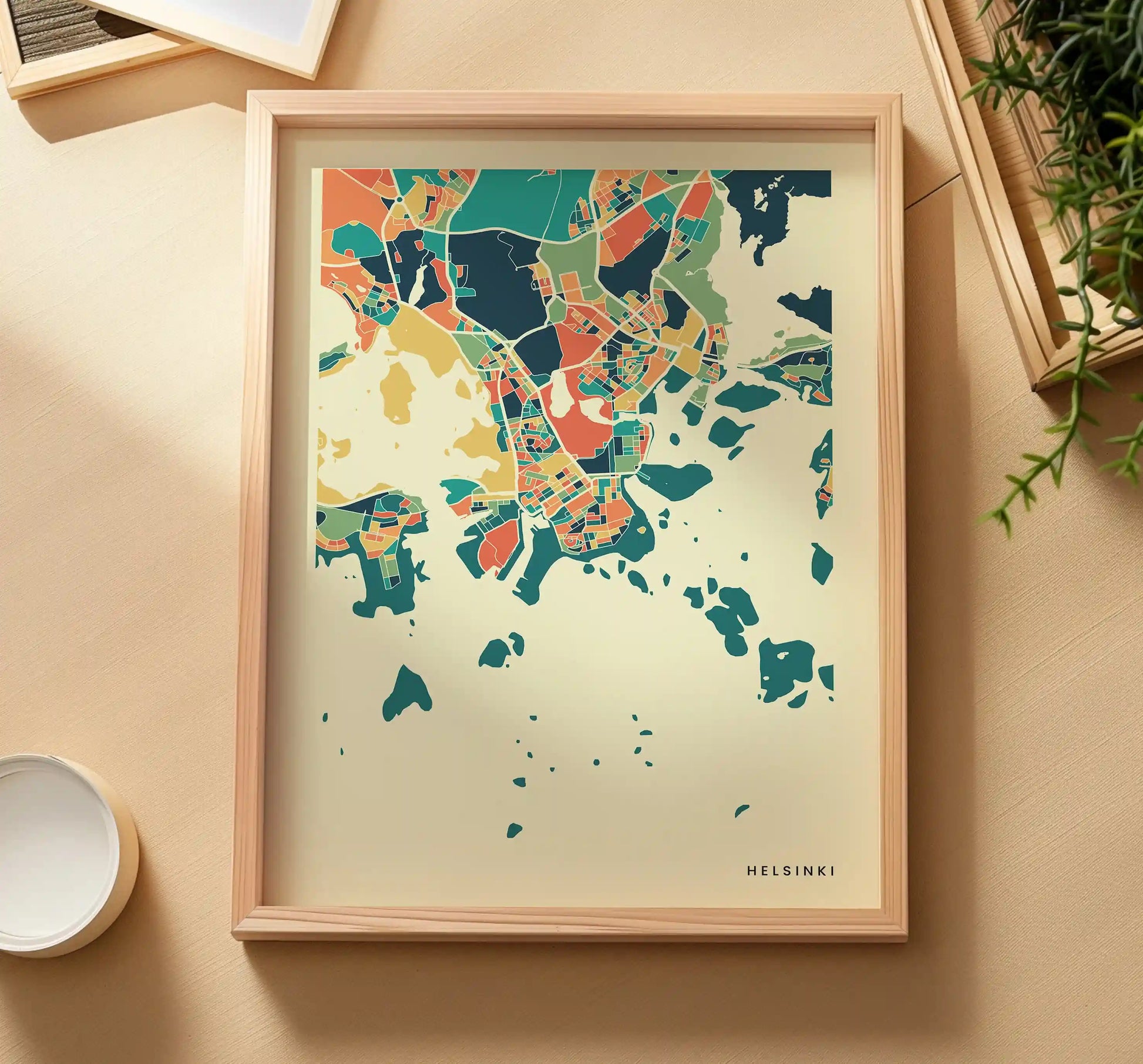 Helsinki Stadtkarte Poster – Polychroma Modern Art Print