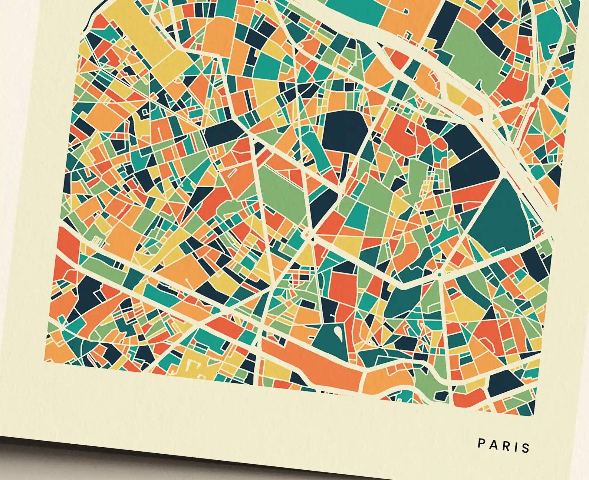 Paris Stadtkarte Poster – Polychroma Modern Art Print