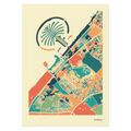 Dubai Stadtkarte Poster – Polychroma Modern Art Print