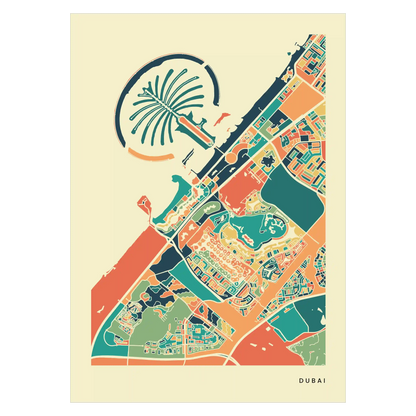 Dubai Stadtkarte Poster – Polychroma Modern Art Print