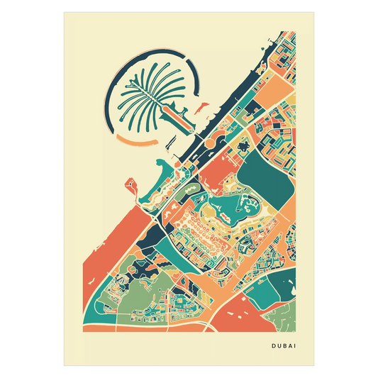Dubai Stadtkarte Poster – Polychroma Modern Art Print