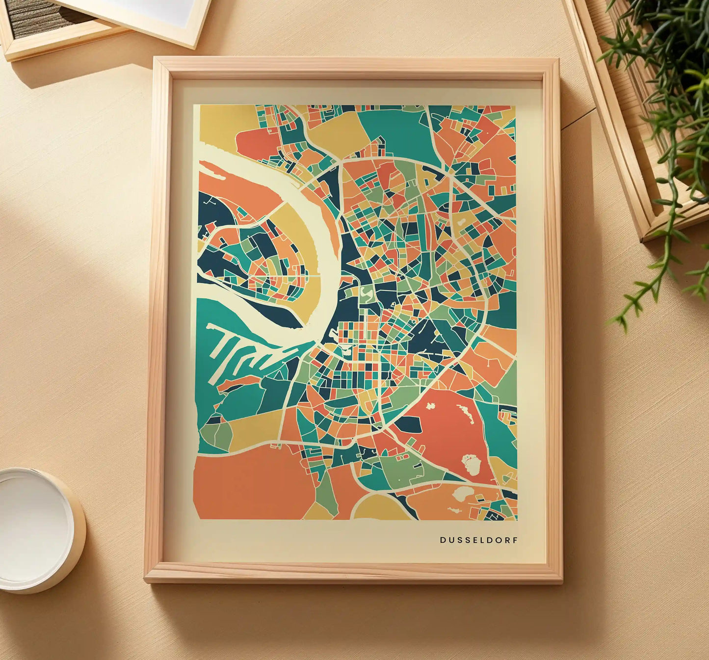 Dusseldorf Stadtkarte Poster – Polychroma Modern Art Print