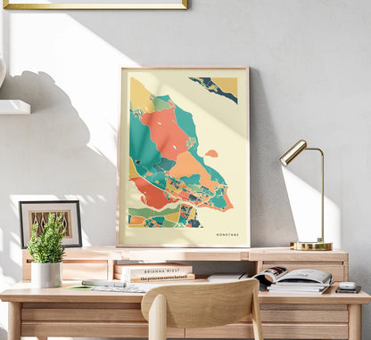 Konstanz Stadtkarte Poster – Polychroma Modern Art Print
