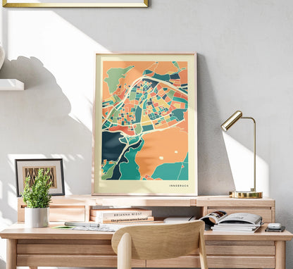 Innsbruck Stadtkarte Poster – Polychroma Modern Art Print