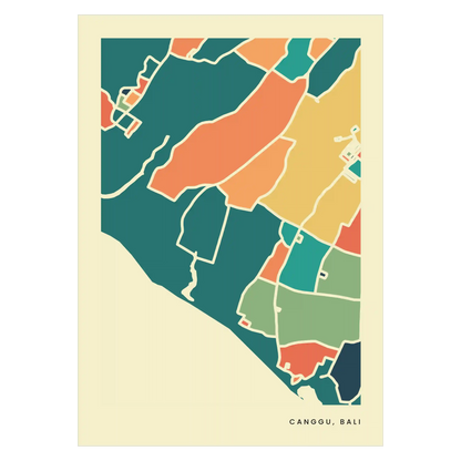 Canggu Bali Stadtkarte Poster – Polychroma Modern Art Print