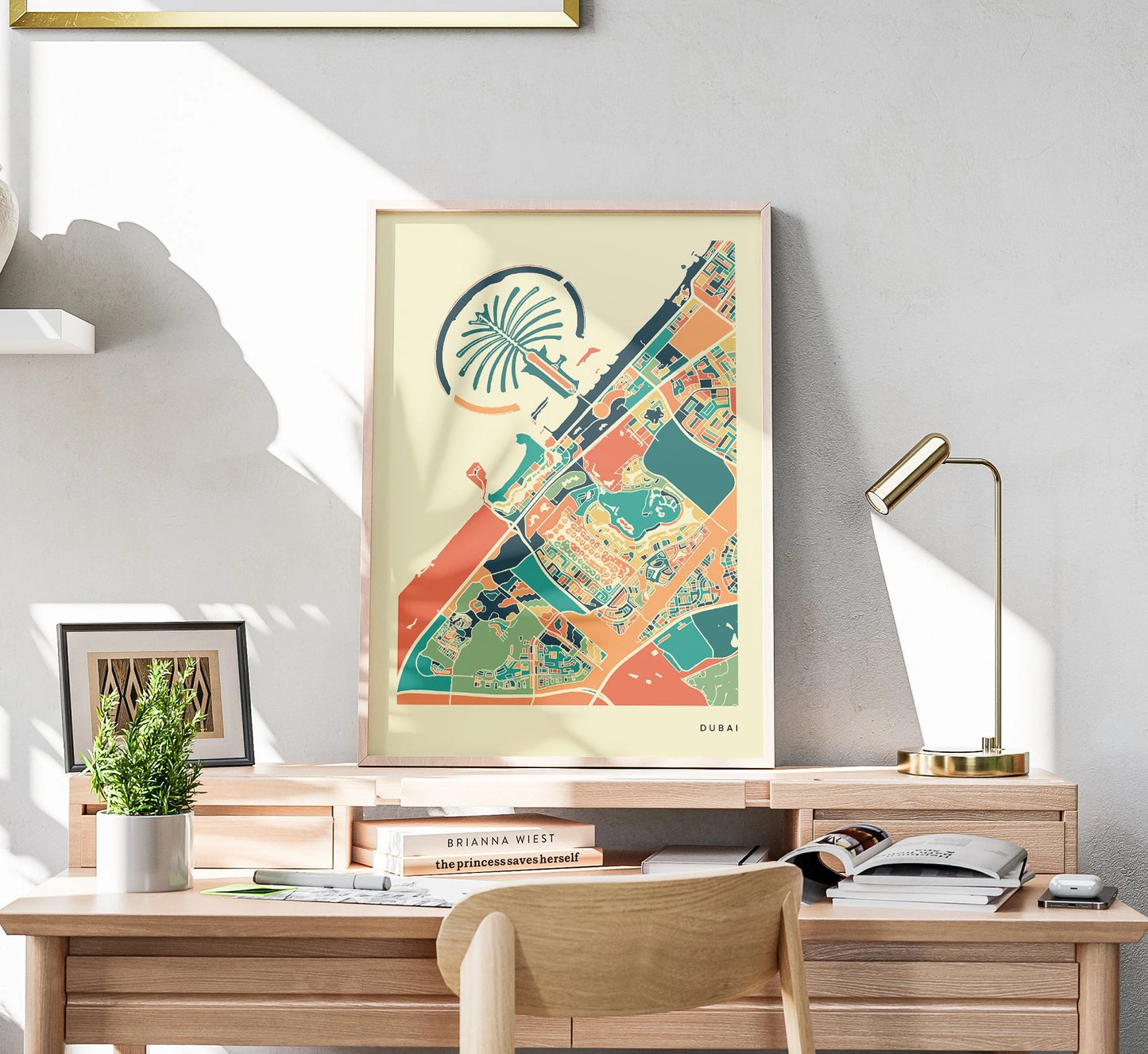 Dubai Stadtkarte Poster – Polychroma Modern Art Print