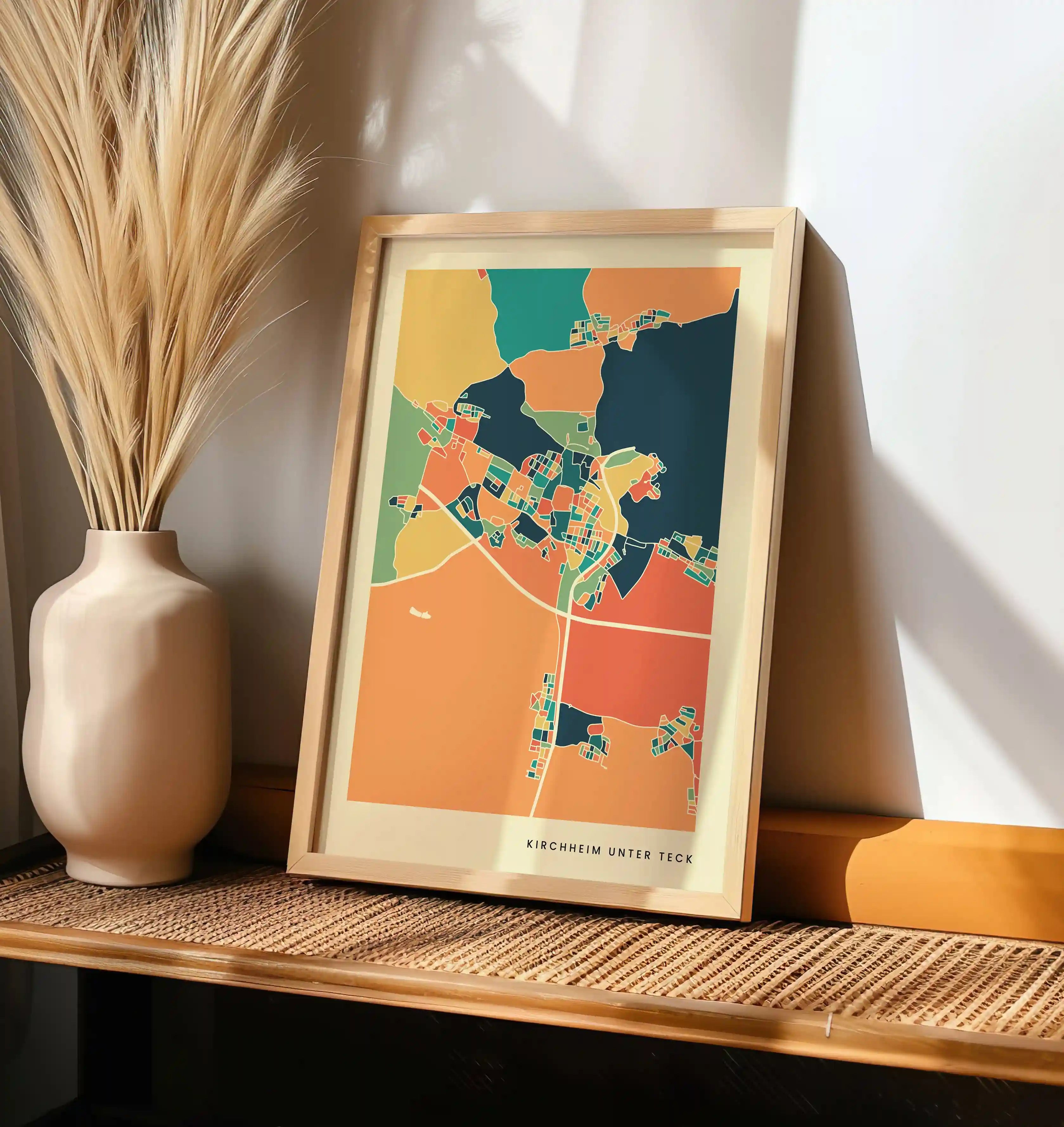 Kirchheim unter Teck Stadtkarte Poster – Polychroma Modern Art Print