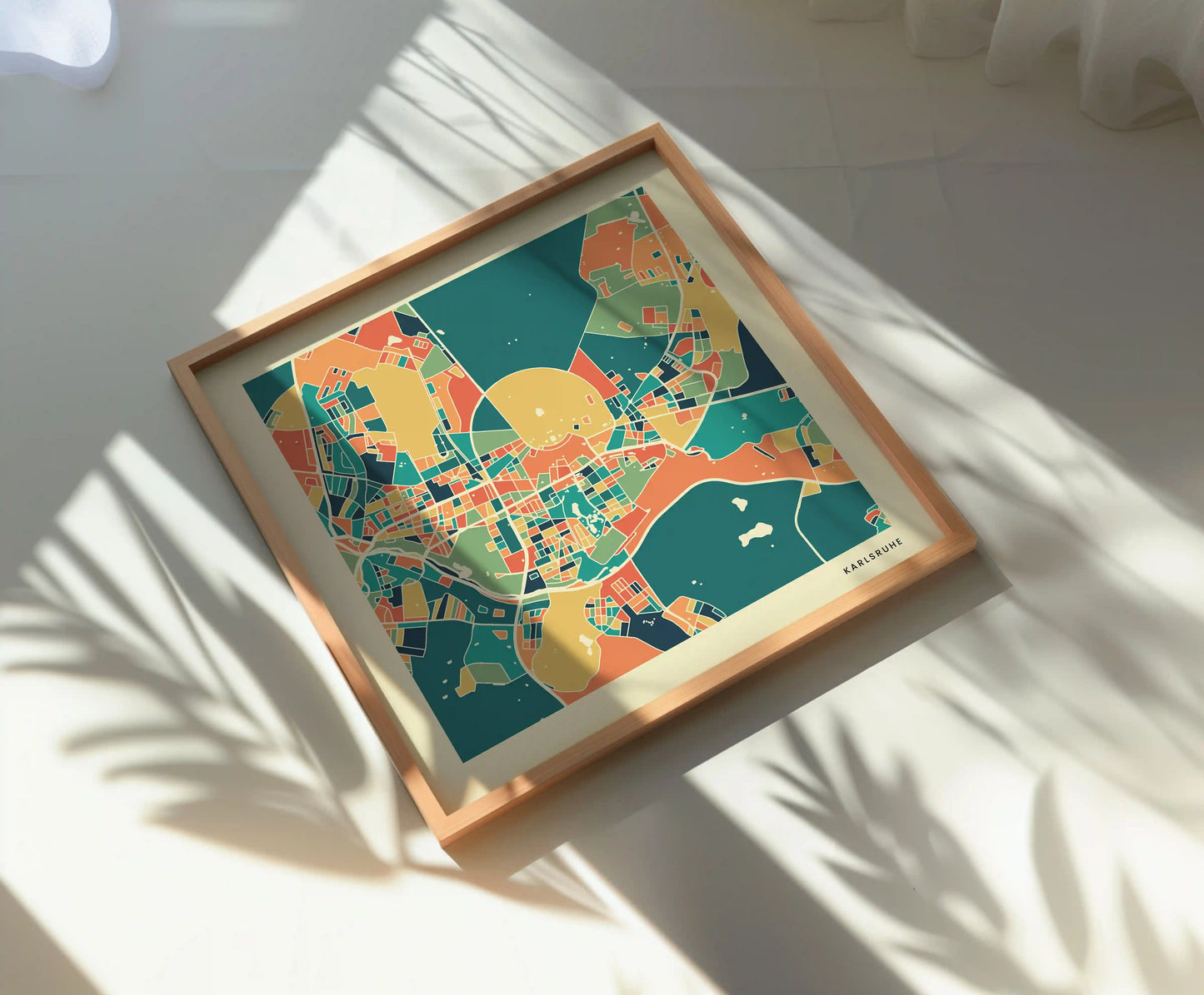 Karlsruhe Stadtkarte Poster – Polychroma Modern Art Print