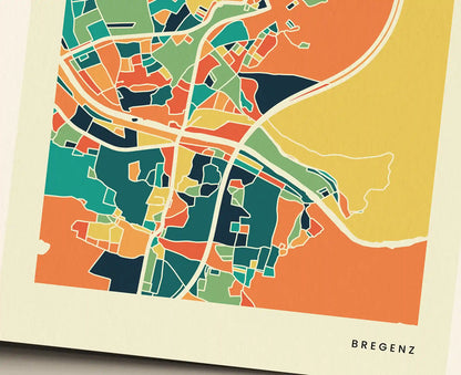 Bregenz Stadtkarte Poster – Polychroma Modern Art Print