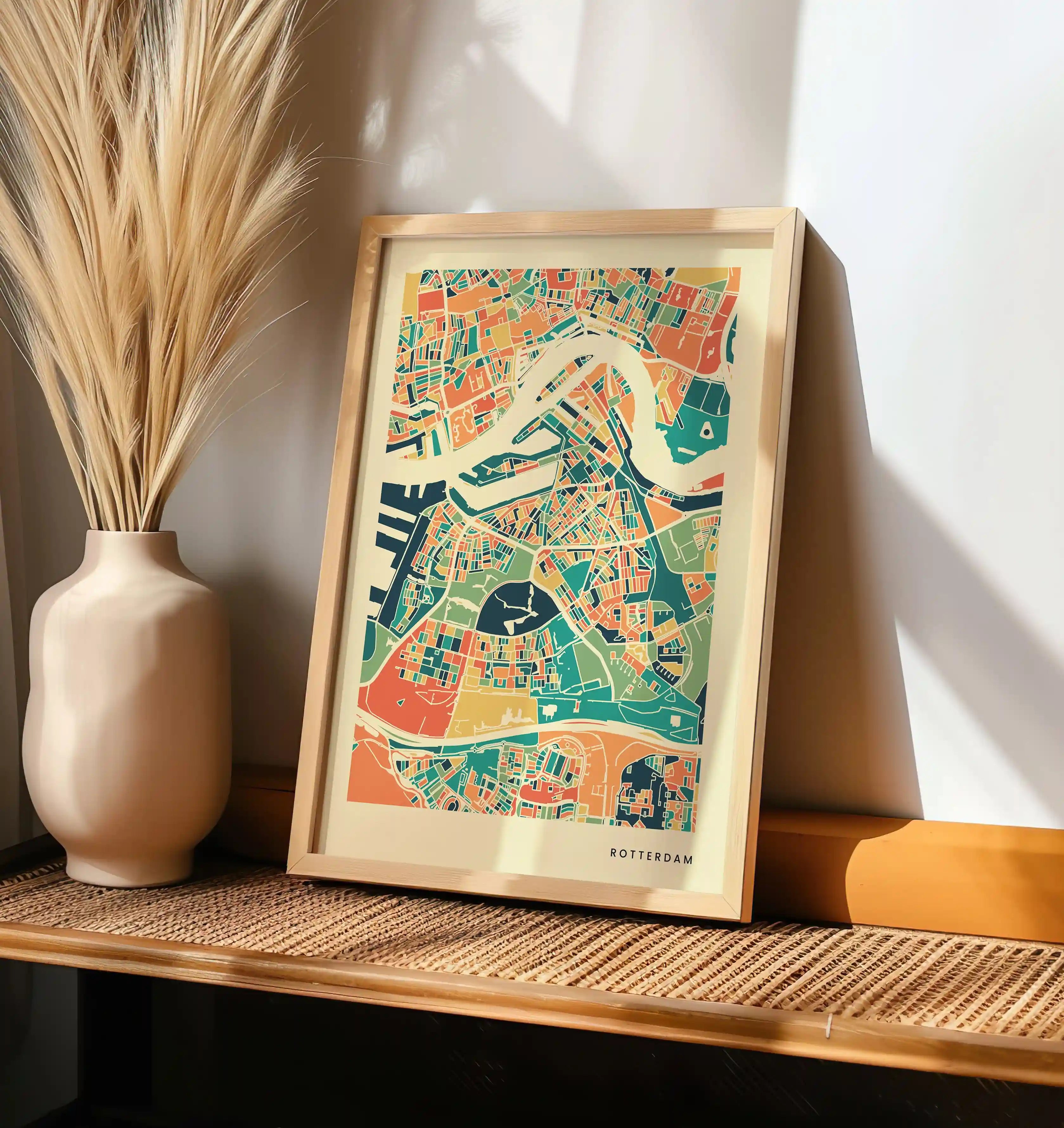 Rotterdam Stadtkarte Poster – Polychroma Modern Art Print