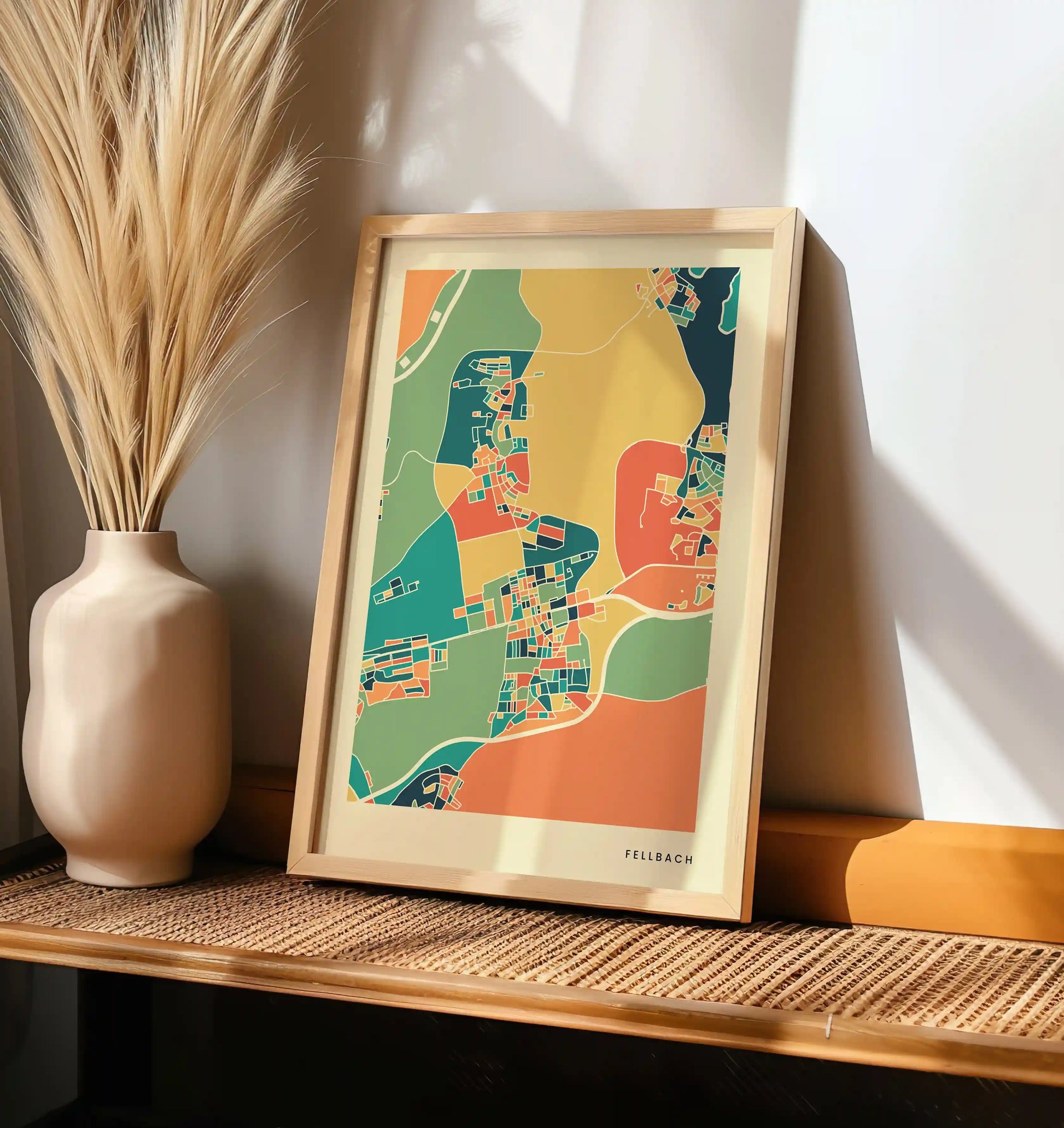 Fellbach Stadtkarte Poster – Polychroma Modern Art Print