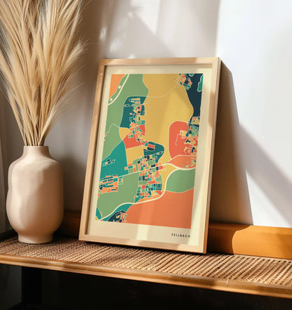 Fellbach Stadtkarte Poster – Polychroma Modern Art Print