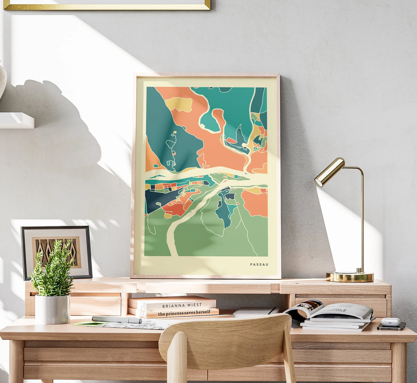 Passau Stadtkarte Poster – Polychroma Modern Art Print