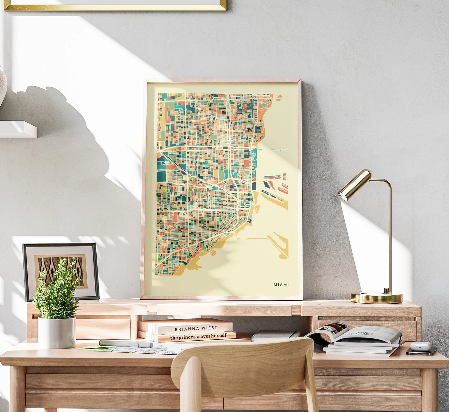 Miami Stadtkarte Poster – Polychroma Modern Art Print