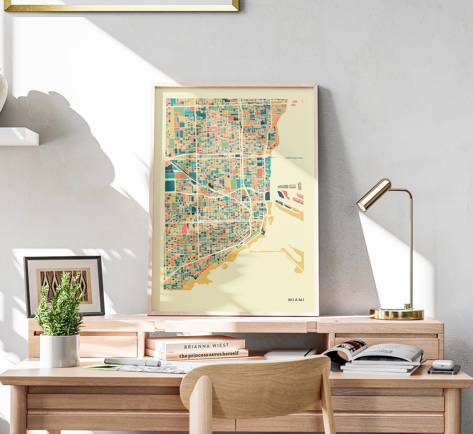 Miami Stadtkarte Poster – Polychroma Modern Art Print