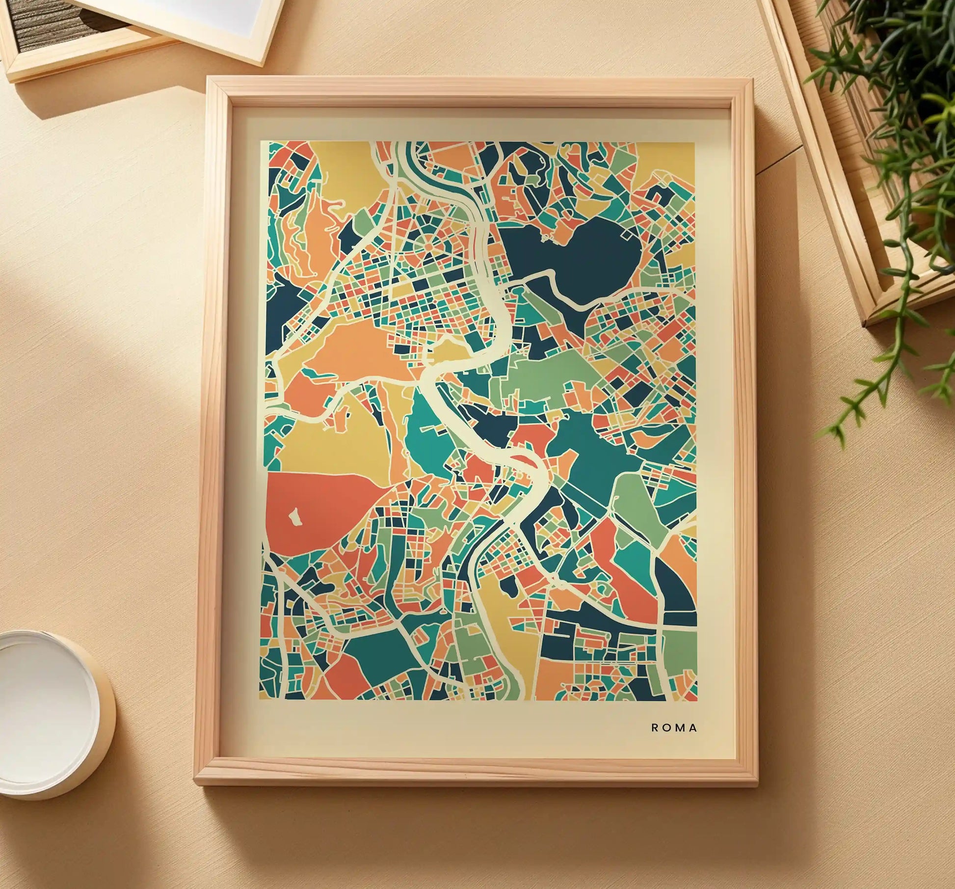 Roma Stadtkarte Poster – Polychroma Modern Art Print