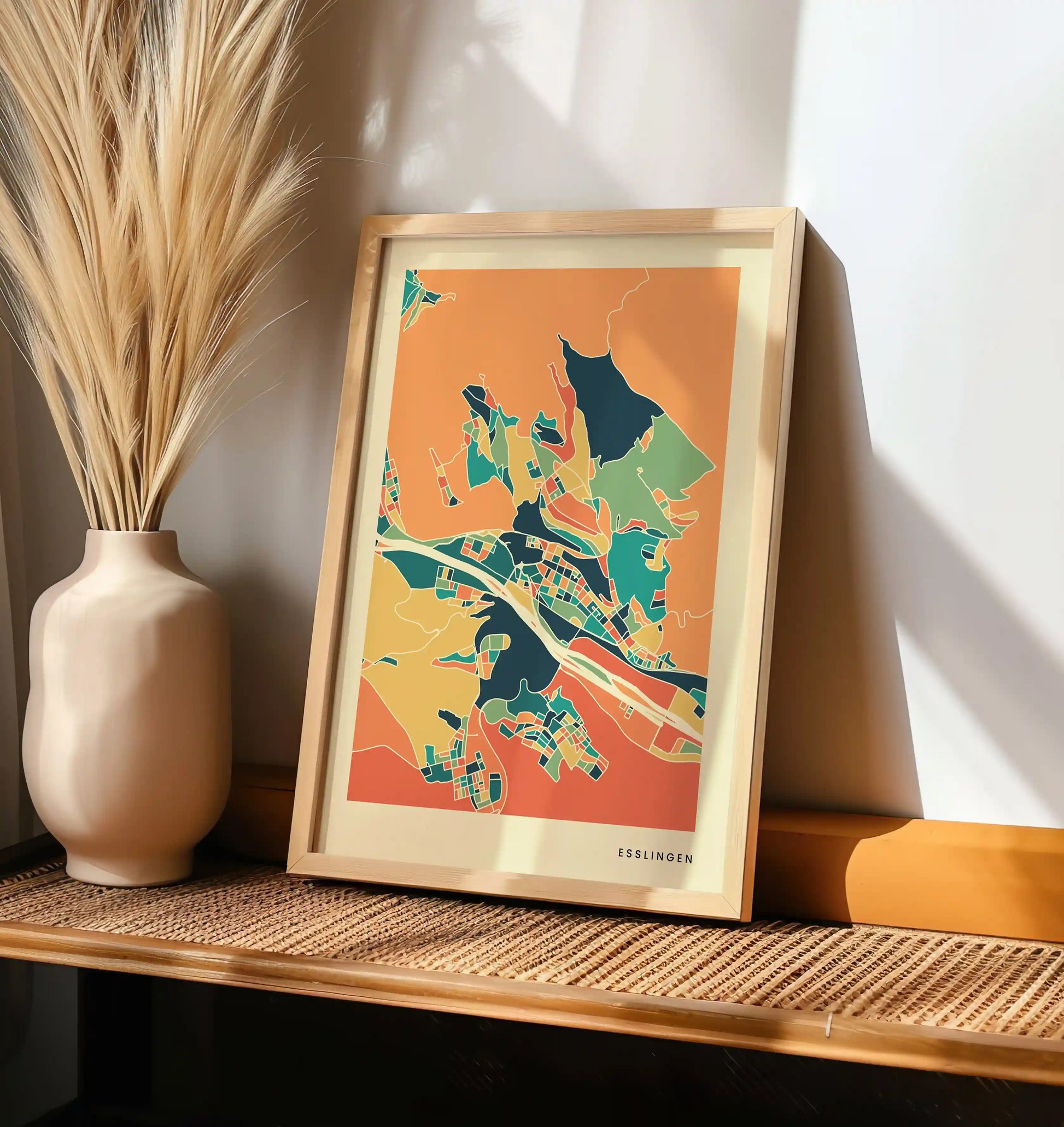 Esslingen Stadtkarte Poster – Polychroma Modern Art Print