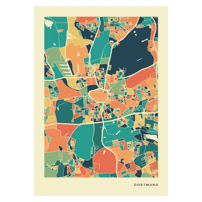 Dortmund Stadtkarte Poster – Polychroma Modern Art Print