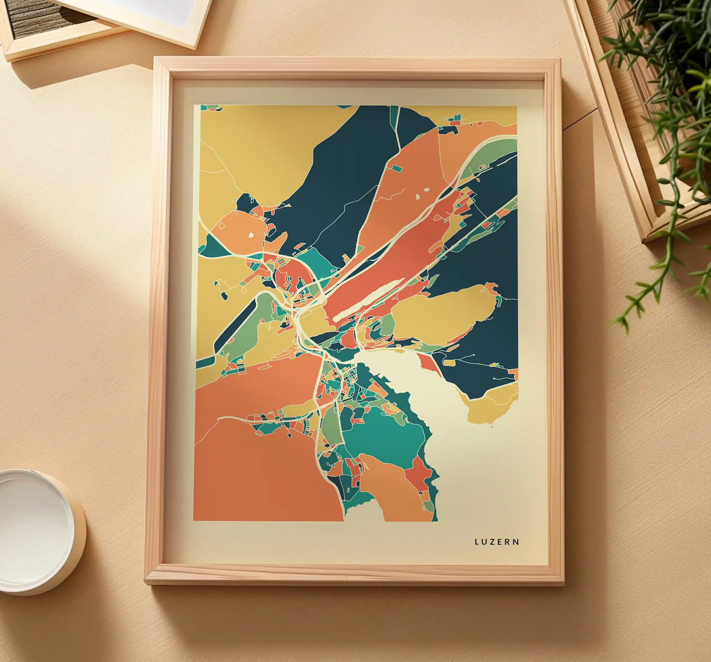 Luzern Stadtkarte Poster – Polychroma Modern Art Print
