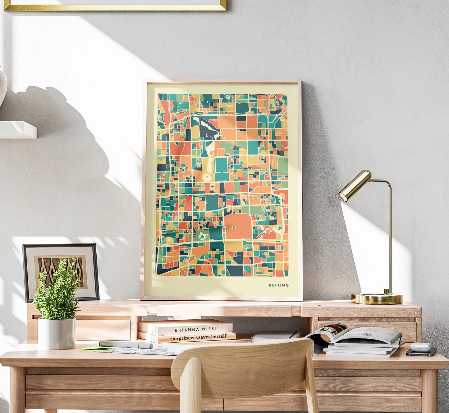 Beijing Stadtkarte Poster – Polychroma Modern Art Print