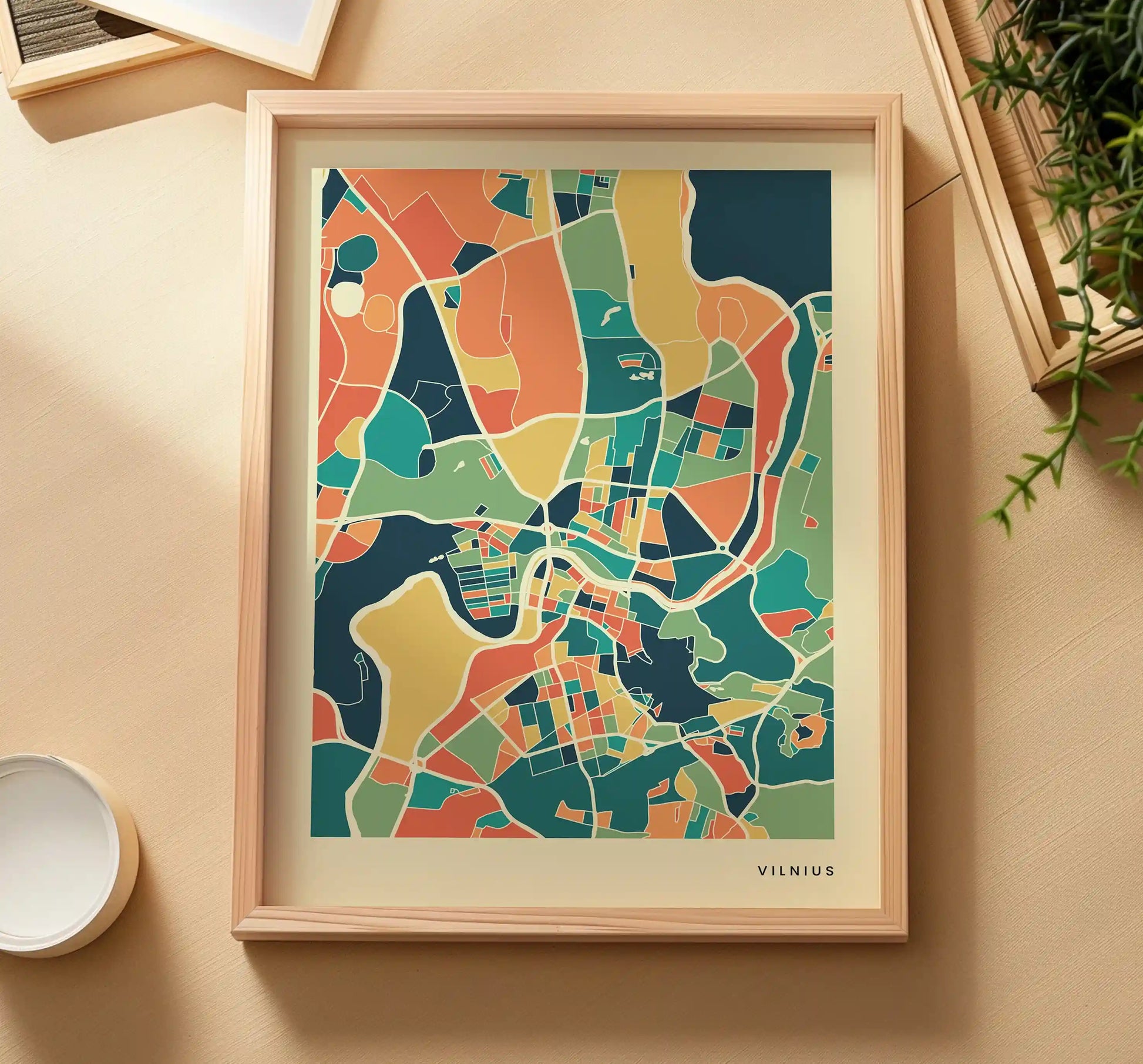 Vilnius Stadtkarte Poster – Polychroma Modern Art Print