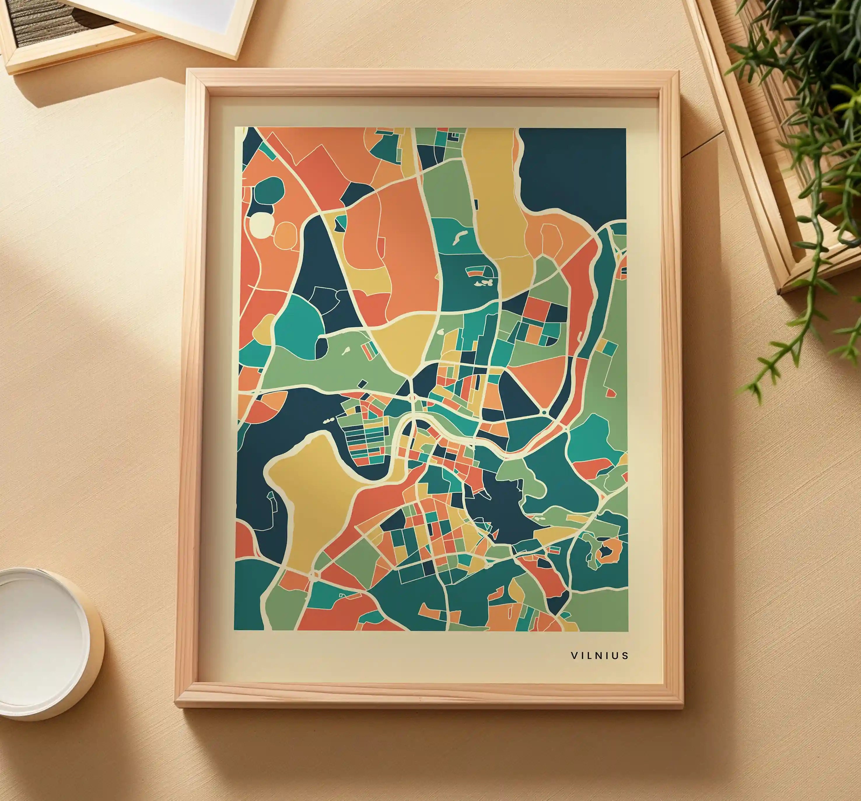 Vilnius Stadtkarte Poster – Polychroma Modern Art Print